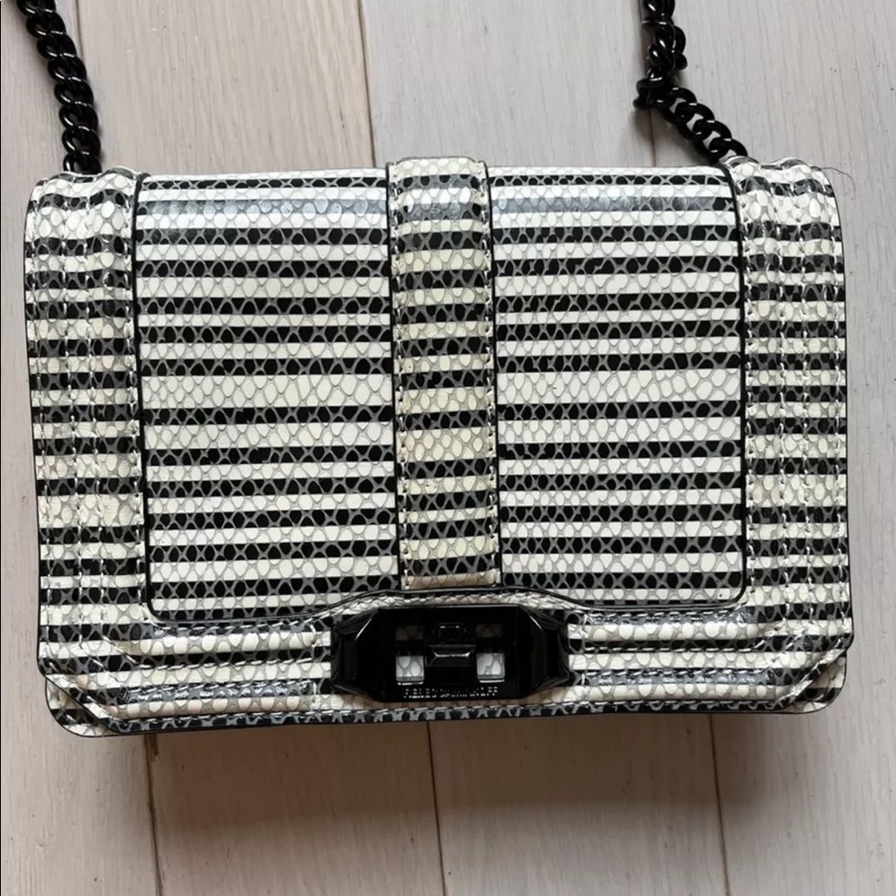 SOLD || Rebecca Minkoff Striped Snake Small Love Crossbody Purse